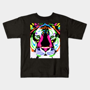 Neon Tiger Close Up Kids T-Shirt